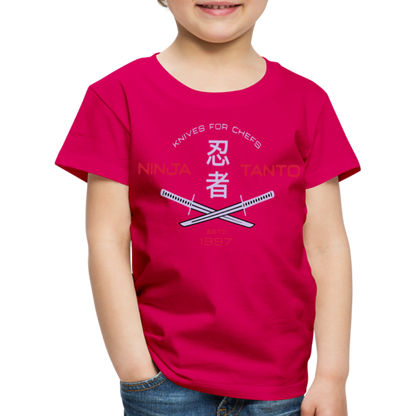 Kinder Premium T-Shirt - Ninja Tanto - dunkles Pink