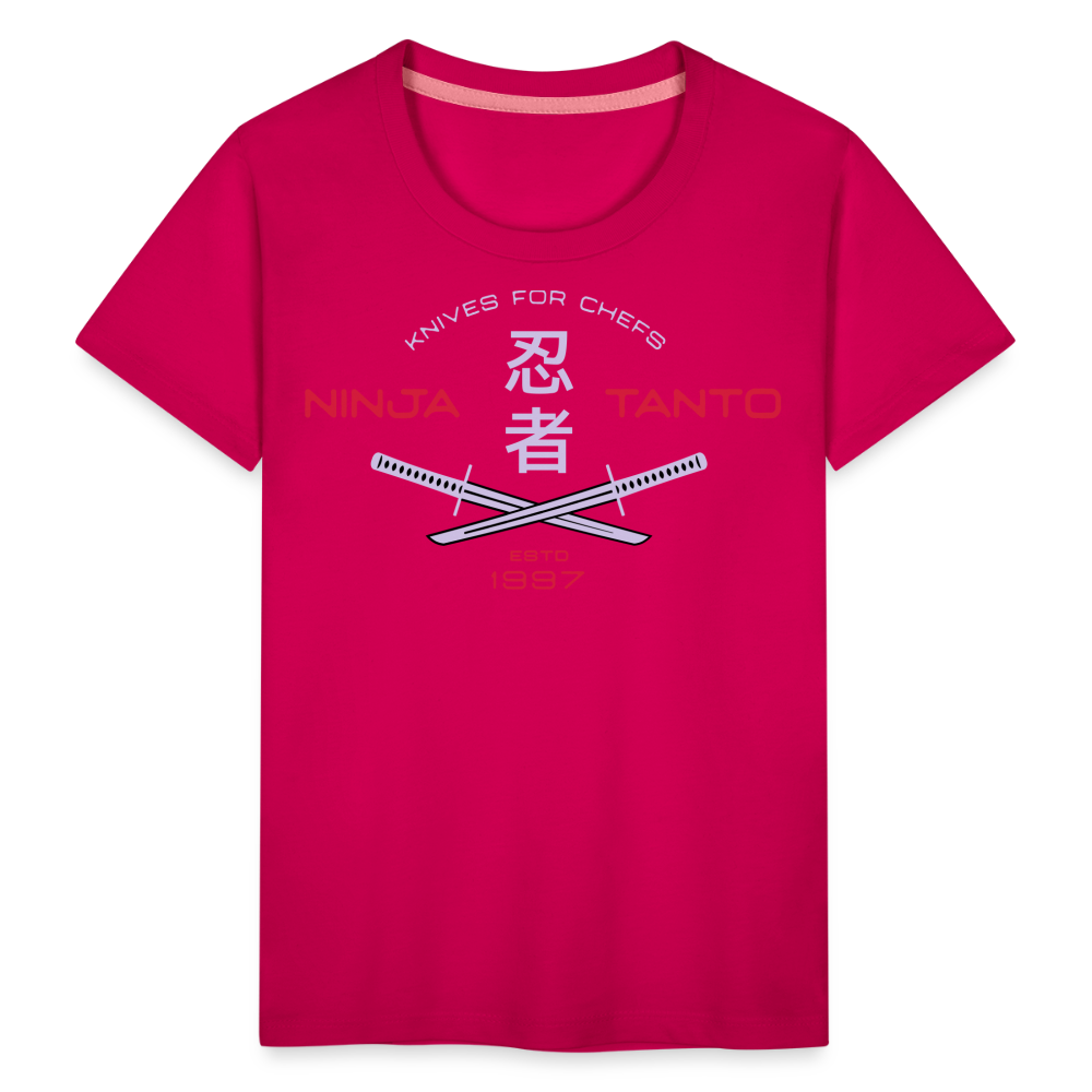 Kinder Premium T-Shirt - Ninja Tanto - dunkles Pink