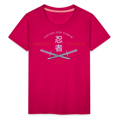 Kinder Premium T-Shirt - Ninja Tanto - dunkles Pink