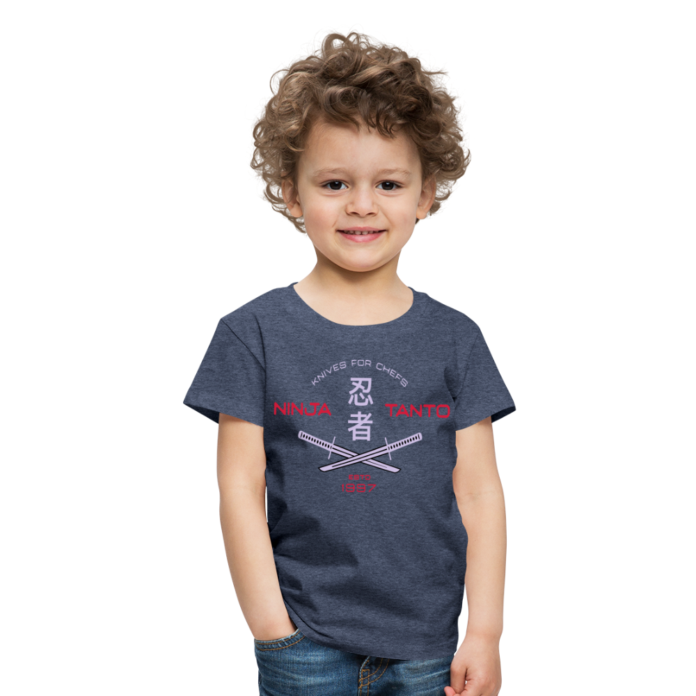 Kinder Premium T-Shirt - Ninja Tanto - Blau meliert