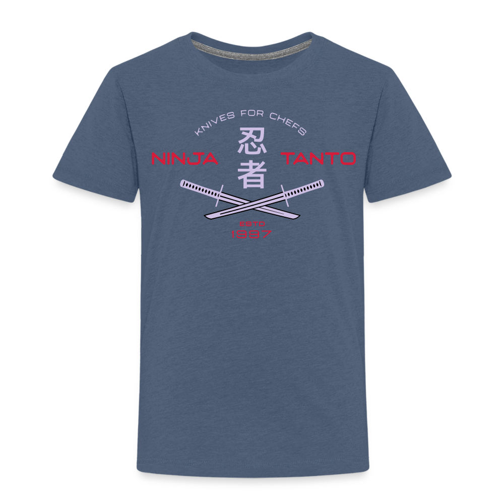 Kinder Premium T-Shirt - Ninja Tanto - Blau meliert