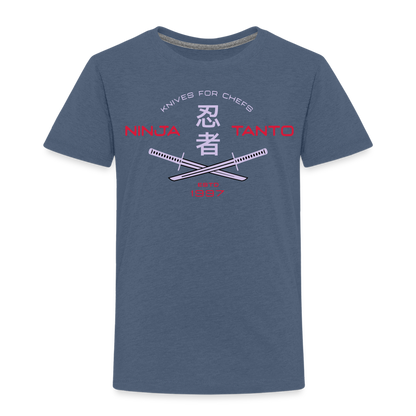 Kinder Premium T-Shirt - Ninja Tanto - Blau meliert