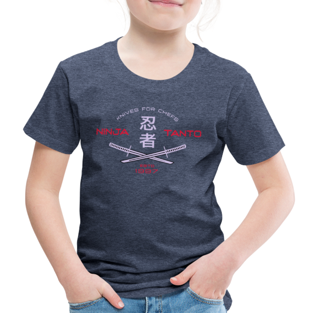 Kinder Premium T-Shirt - Ninja Tanto - Blau meliert