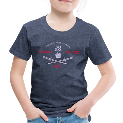 Kinder Premium T-Shirt - Ninja Tanto - Blau meliert