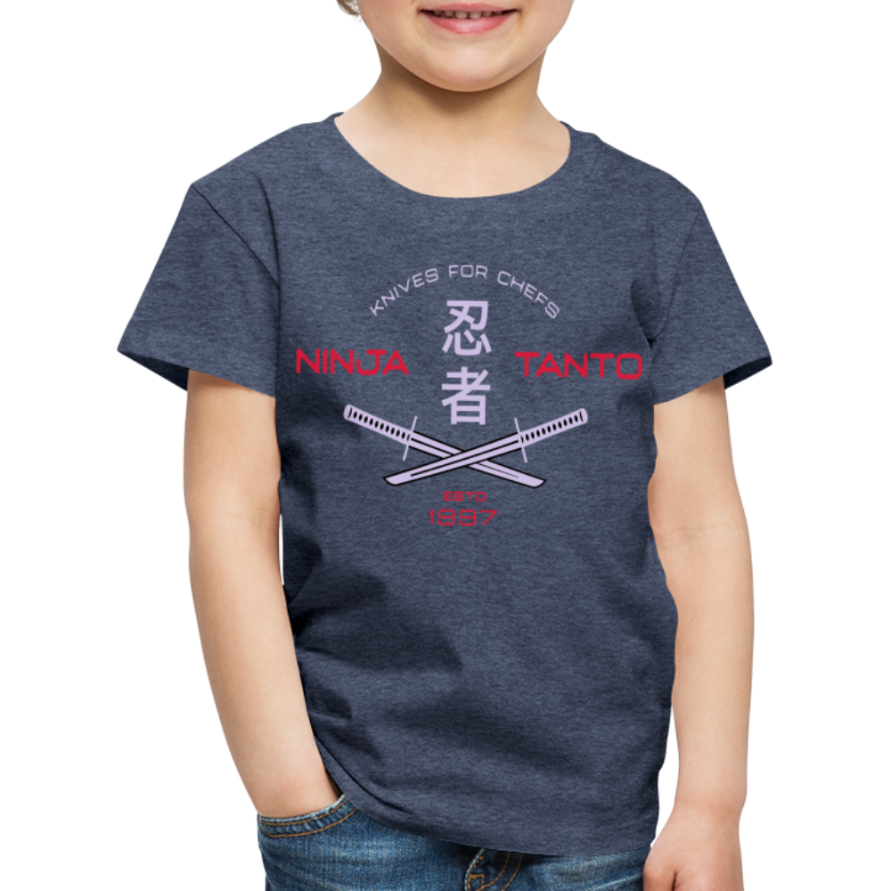 Kinder Premium T-Shirt - Ninja Tanto - Blau meliert