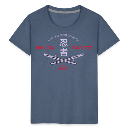 Kinder Premium T-Shirt - Ninja Tanto - Blau meliert