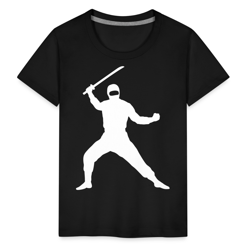 Kinder Premium T-Shirt - Ninja Design mit Katana - Schwarz