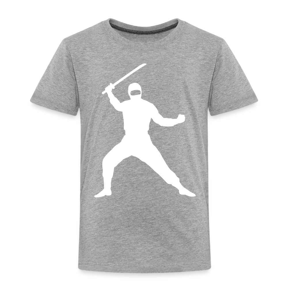 Kinder Premium T-Shirt - Ninja Design mit Katana - Grau meliert