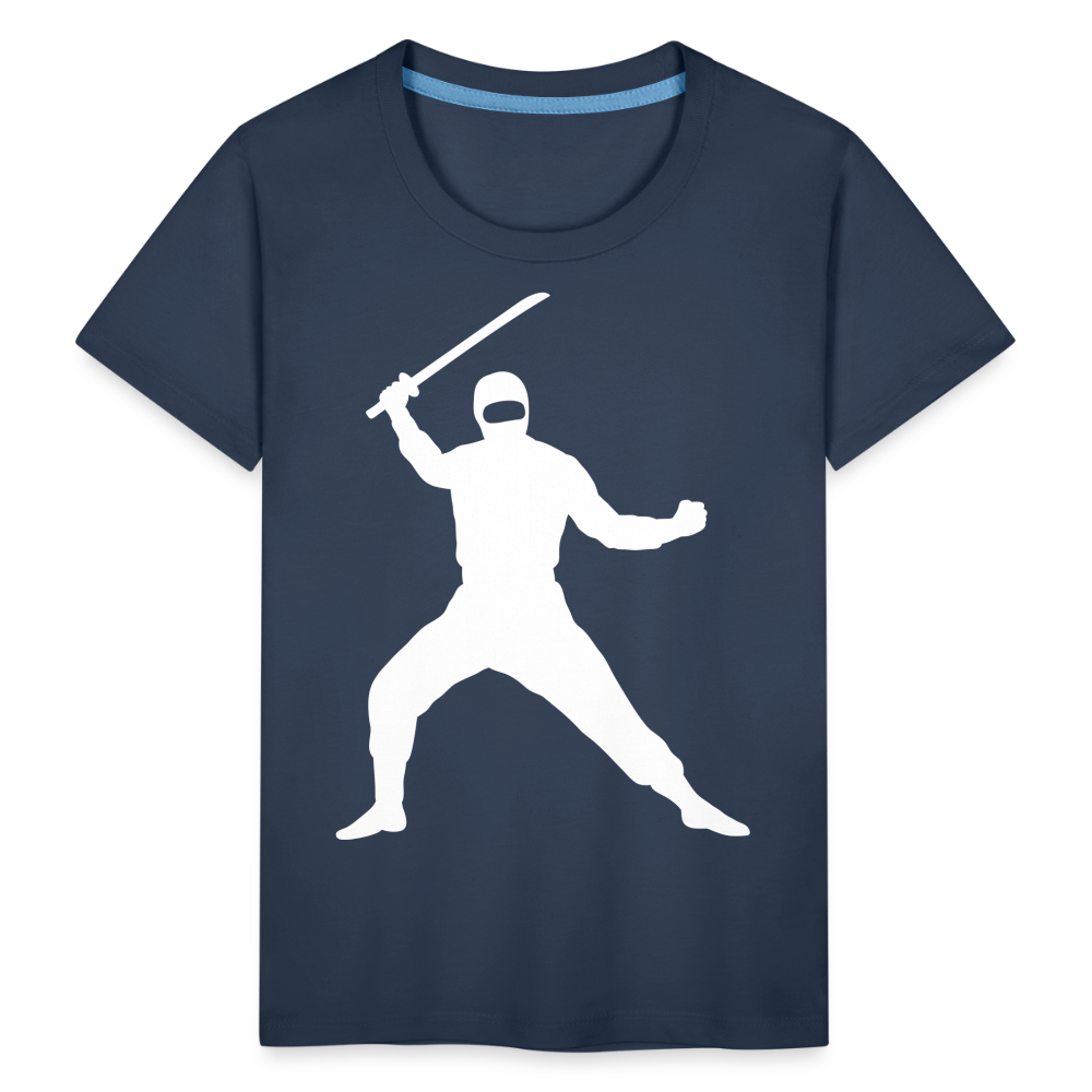 Kinder Premium T-Shirt - Ninja Design mit Katana - Navy