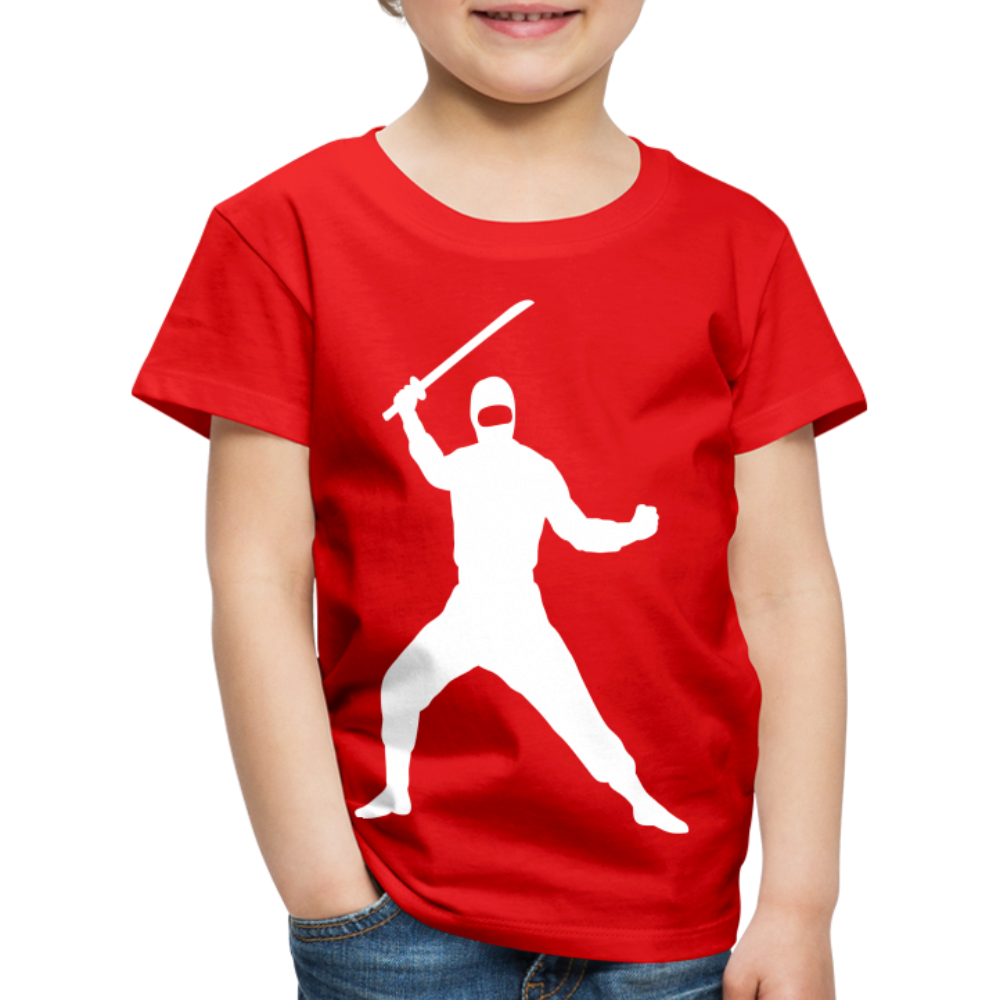 Kinder Premium T-Shirt - Ninja Design mit Katana - Rot