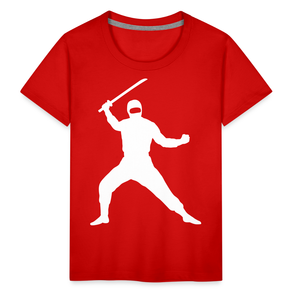 Kinder Premium T-Shirt - Ninja Design mit Katana - Rot