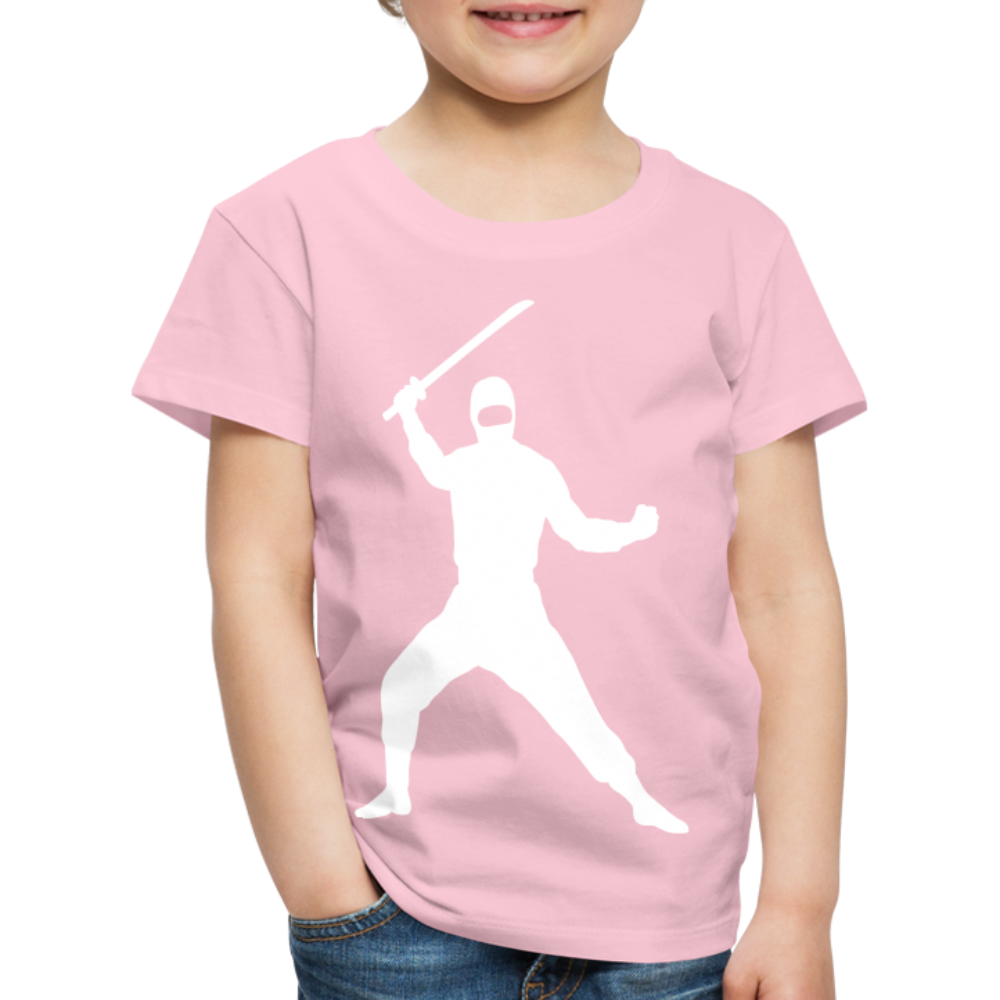 Kinder Premium T-Shirt - Ninja Design mit Katana - Hellrosa