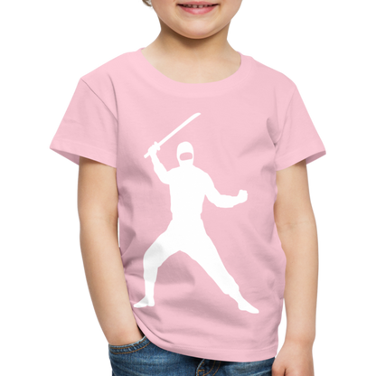 Kinder Premium T-Shirt - Ninja Design mit Katana - Hellrosa