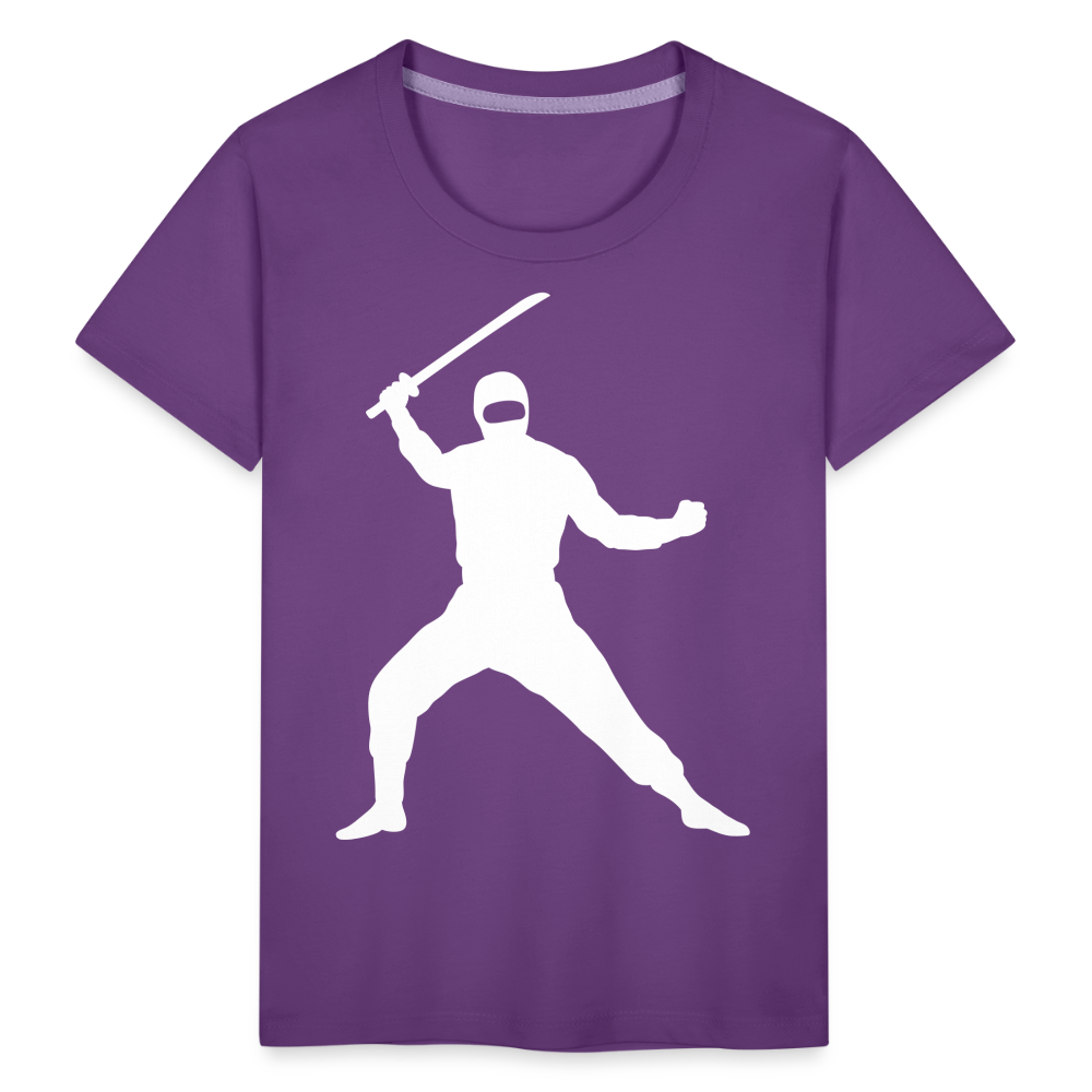 Kinder Premium T-Shirt - Ninja Design mit Katana - Lila