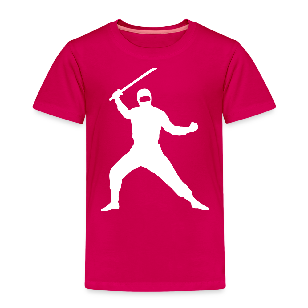 Kinder Premium T-Shirt - Ninja Design mit Katana - dunkles Pink