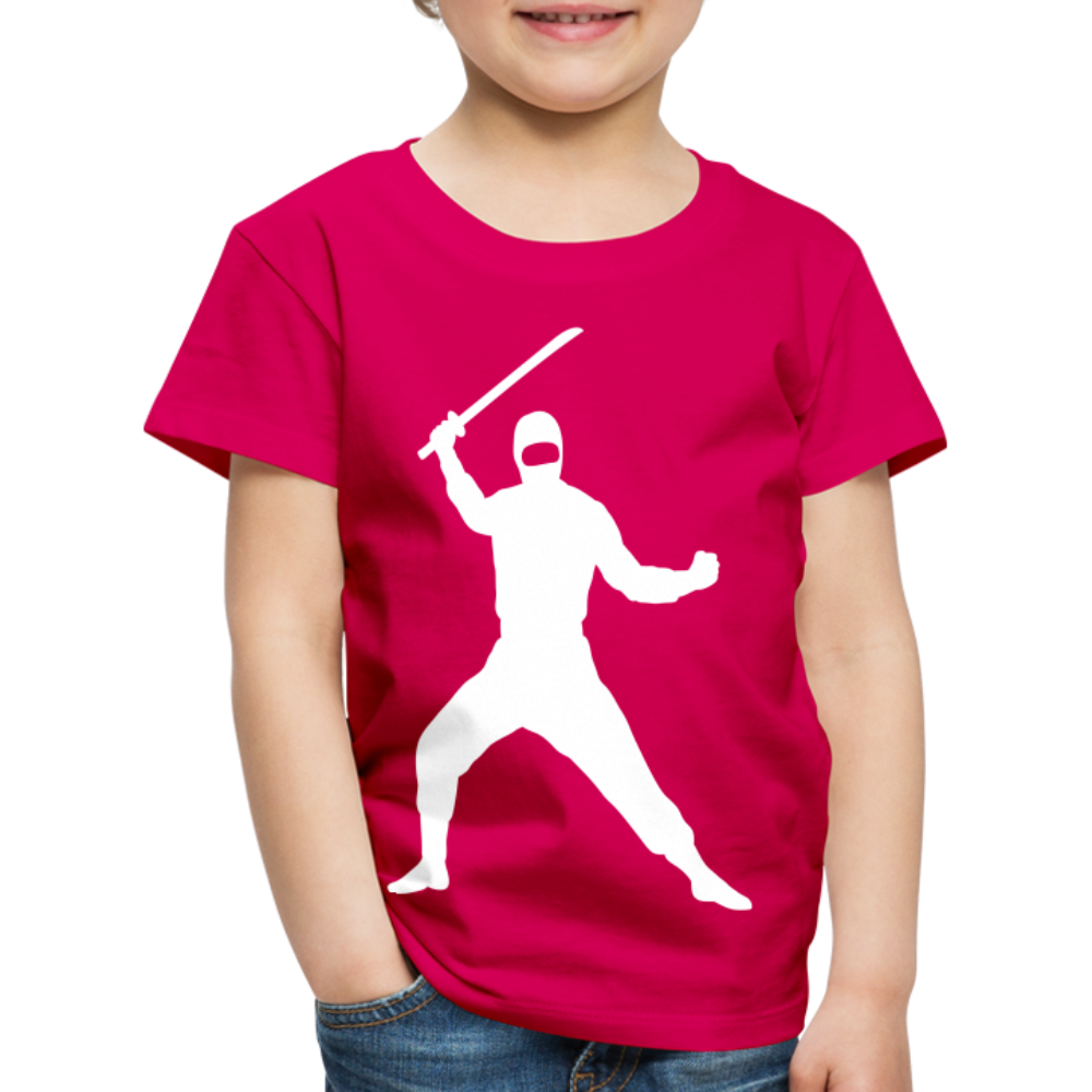 Kinder Premium T-Shirt - Ninja Design mit Katana - dunkles Pink