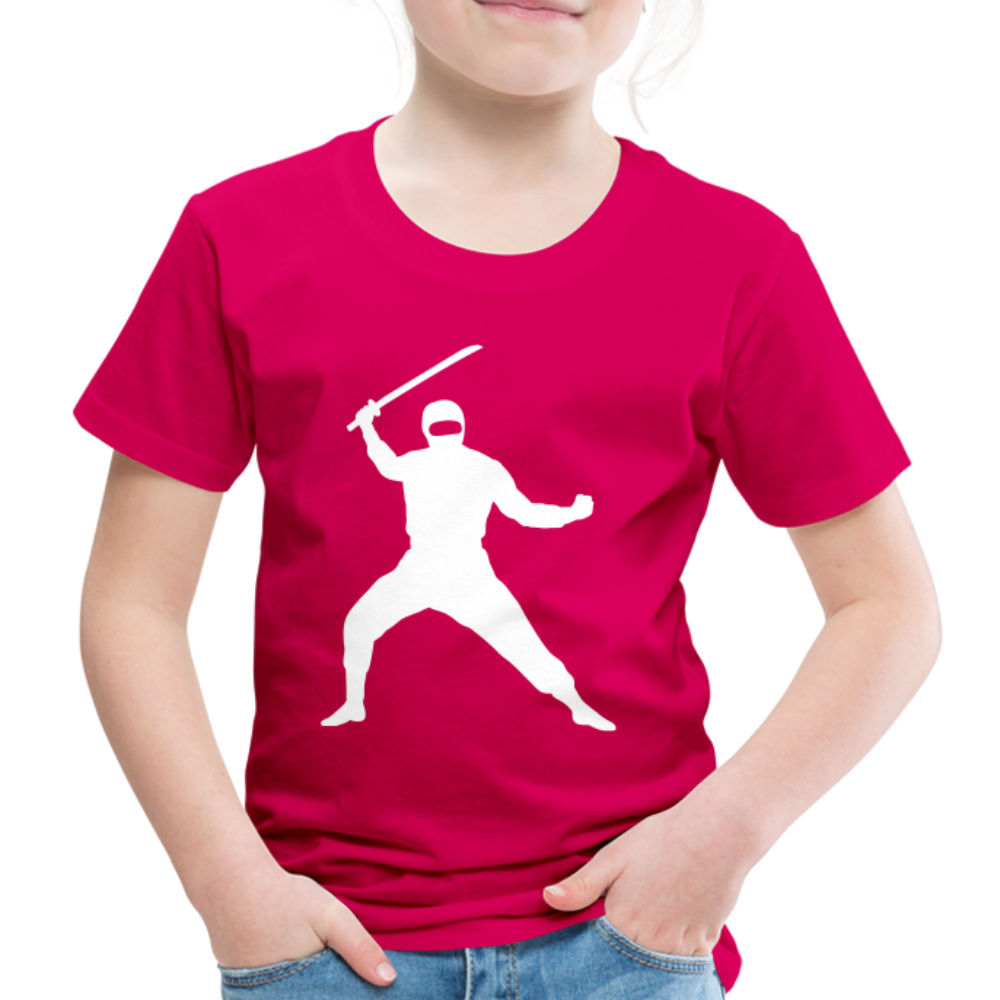 Kinder Premium T-Shirt - Ninja Design mit Katana - dunkles Pink