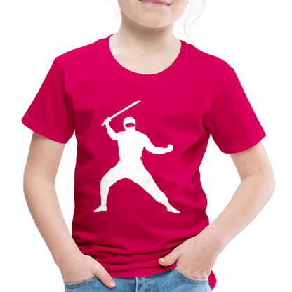 Kinder Premium T-Shirt - Ninja Design mit Katana - dunkles Pink