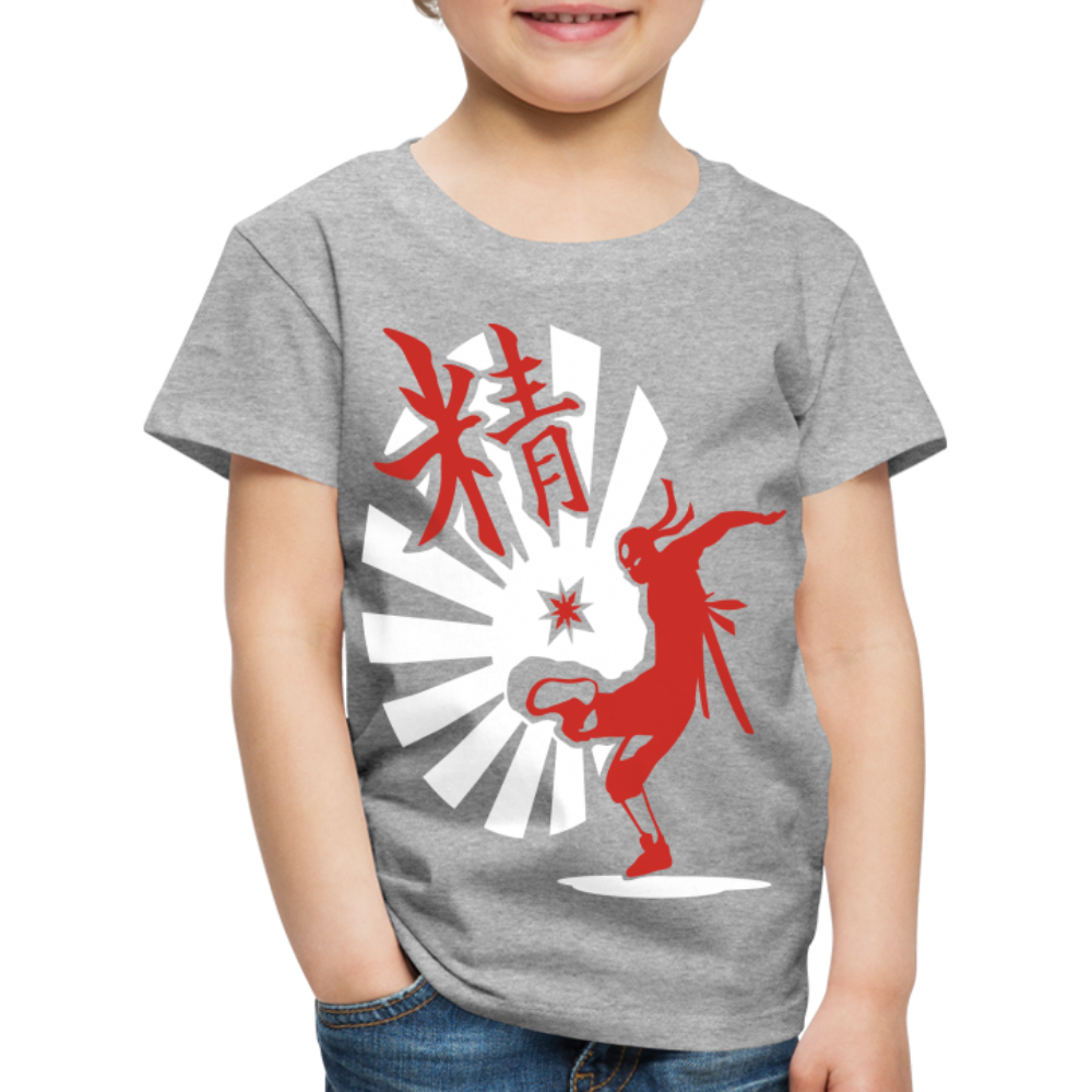 Kinder Premium T-Shirt - Ninja Shirt chinesisch - Grau meliert