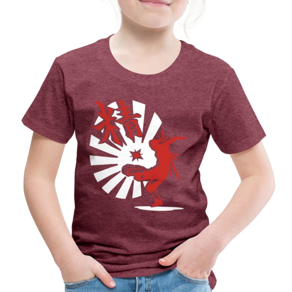 Kinder Premium T-Shirt - Ninja Shirt chinesisch - Bordeauxrot meliert