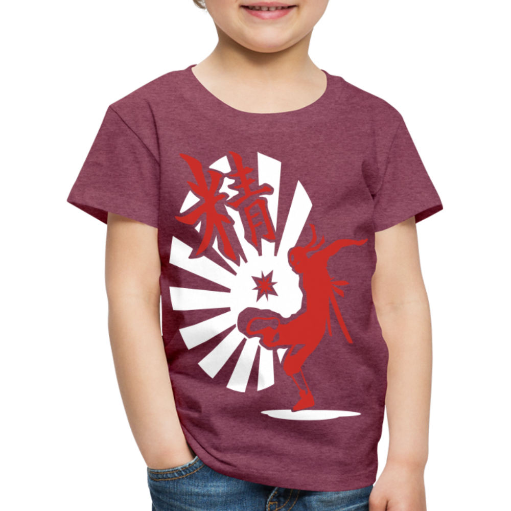 Kinder Premium T-Shirt - Ninja Shirt chinesisch - Bordeauxrot meliert