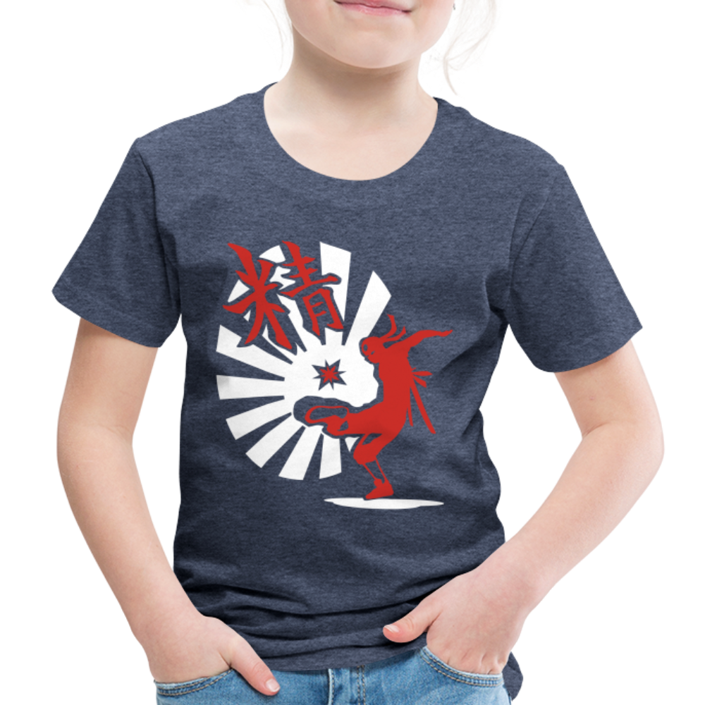 Kinder Premium T-Shirt - Ninja Shirt chinesisch - Blau meliert