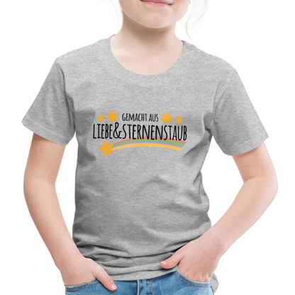 Kinder Premium T-Shirt - Gemacht aus Liebe & Sternenstaub - Grau meliert