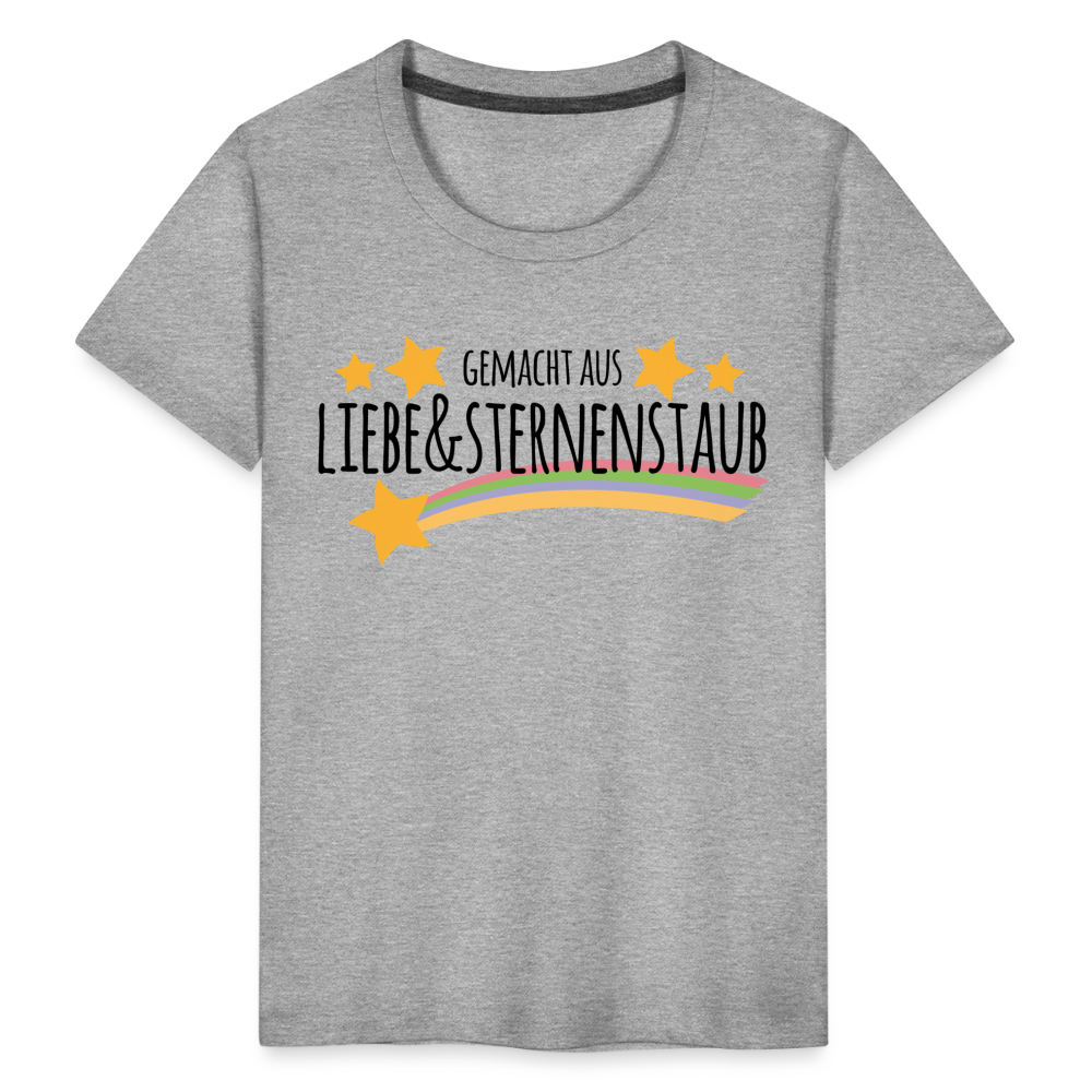 Kinder Premium T-Shirt - Gemacht aus Liebe & Sternenstaub - Grau meliert