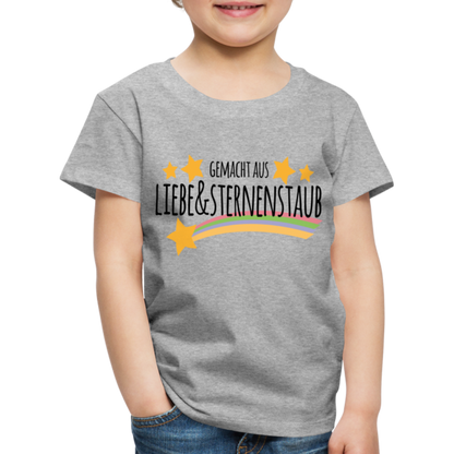 Kinder Premium T-Shirt - Gemacht aus Liebe & Sternenstaub - Grau meliert