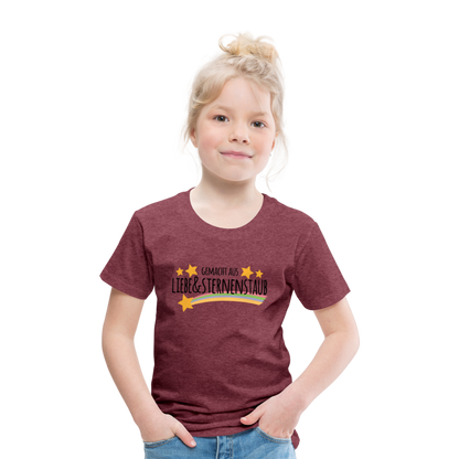 Kinder Premium T-Shirt - Gemacht aus Liebe & Sternenstaub - Bordeauxrot meliert