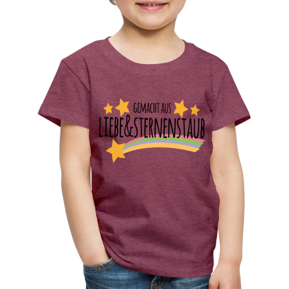 Kinder Premium T-Shirt - Gemacht aus Liebe & Sternenstaub - Bordeauxrot meliert