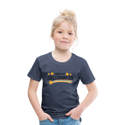 Kinder Premium T-Shirt - Gemacht aus Liebe & Sternenstaub - Blau meliert