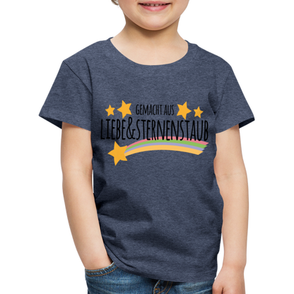 Kinder Premium T-Shirt - Gemacht aus Liebe & Sternenstaub - Blau meliert