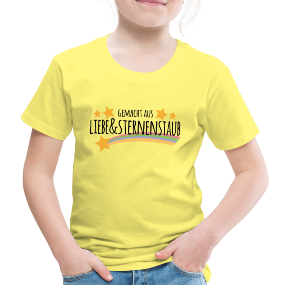 Kinder Premium T-Shirt - Gemacht aus Liebe & Sternenstaub - Gelb