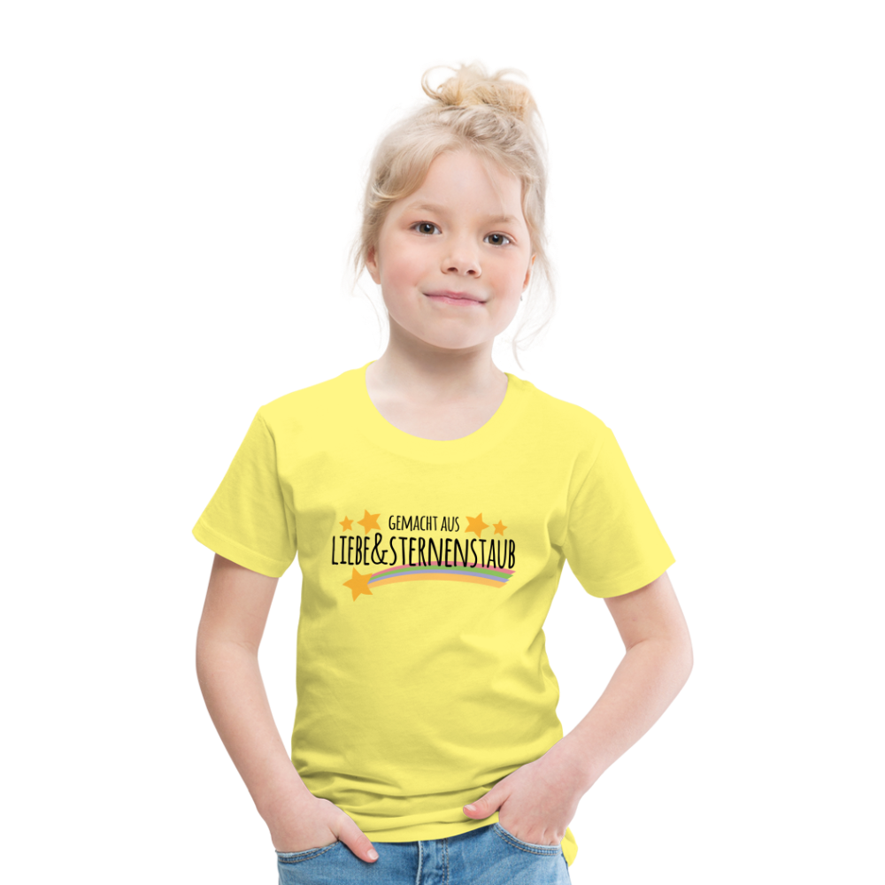 Kinder Premium T-Shirt - Gemacht aus Liebe & Sternenstaub - Gelb