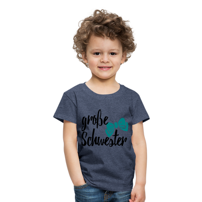 Kinder Premium T-Shirt - große Schwester Design - Blau meliert