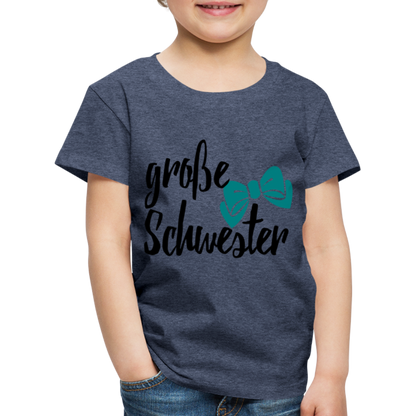 Kinder Premium T-Shirt - große Schwester Design - Blau meliert