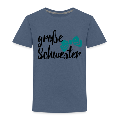 Kinder Premium T-Shirt - große Schwester Design - Blau meliert