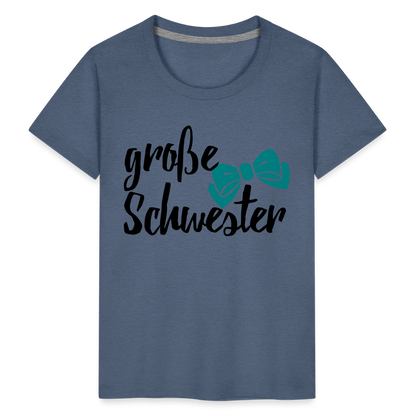 Kinder Premium T-Shirt - große Schwester Design - Blau meliert