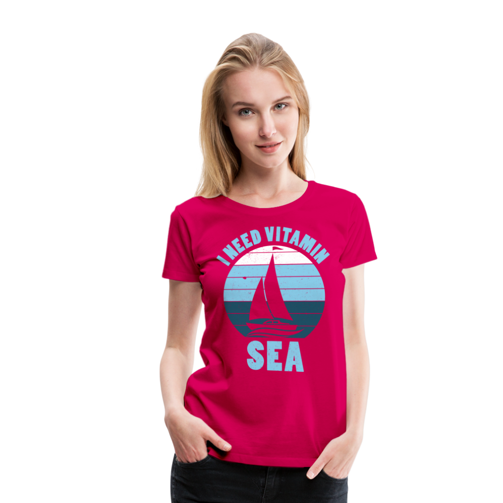 Frauen Premium T-Shirt - I need Vitamin SEA Maritim Design - dunkles Pink