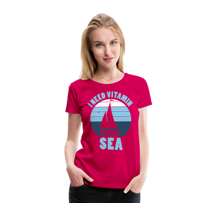 Frauen Premium T-Shirt - I need Vitamin SEA Maritim Design - dunkles Pink