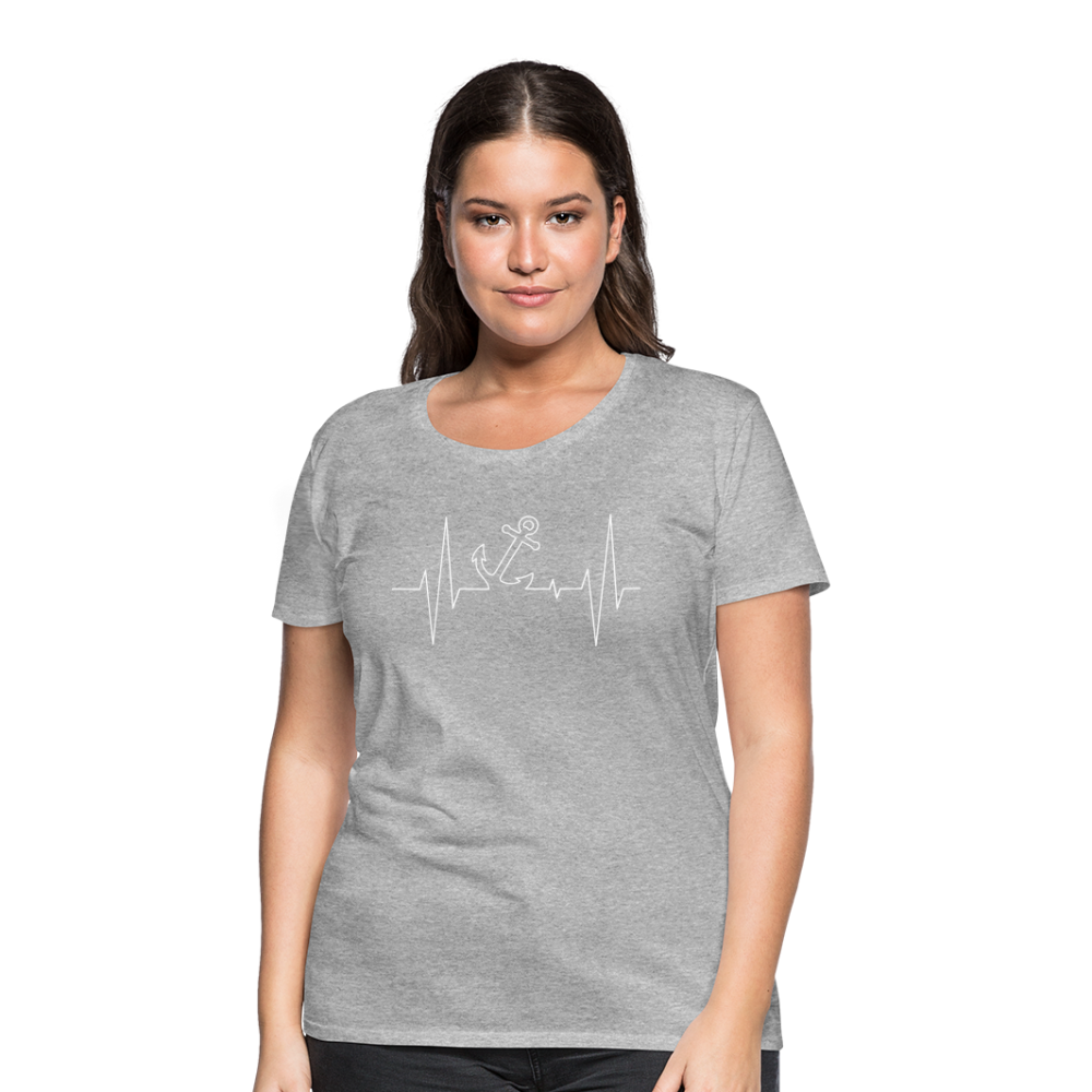 Frauen Premium T-Shirt - Anker Herzschlag Maritim Design - Grau meliert