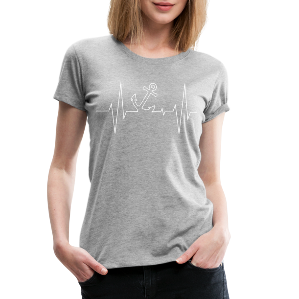 Frauen Premium T-Shirt - Anker Herzschlag Maritim Design - Grau meliert