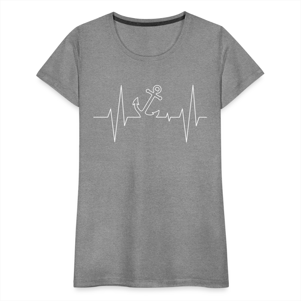 Frauen Premium T-Shirt - Anker Herzschlag Maritim Design - Grau meliert