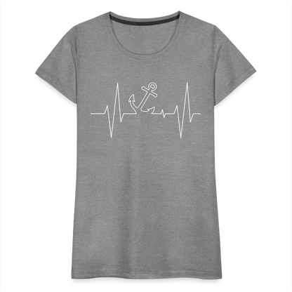 Frauen Premium T-Shirt - Anker Herzschlag Maritim Design - Grau meliert