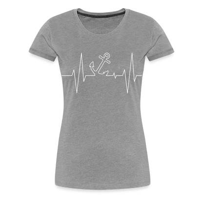 Frauen Premium T-Shirt - Anker Herzschlag Maritim Design - Grau meliert