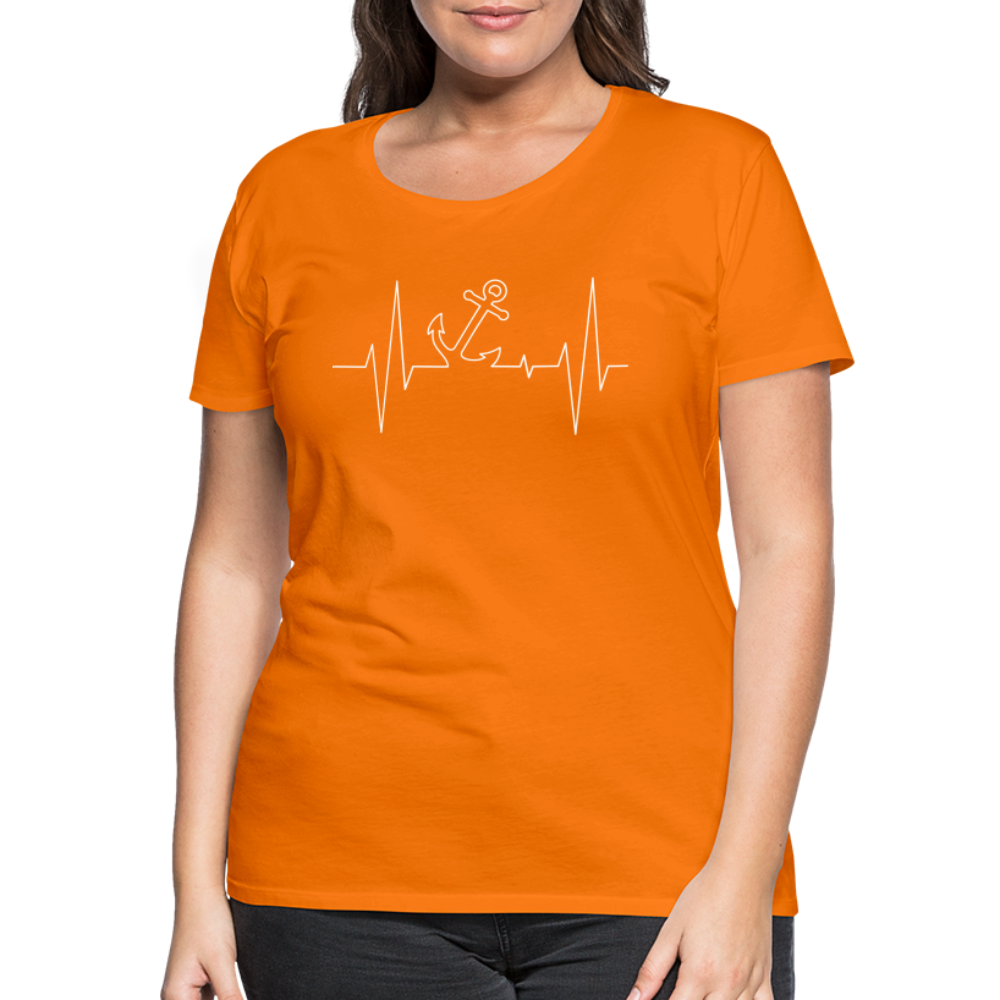 Frauen Premium T-Shirt - Anker Herzschlag Maritim Design - Orange