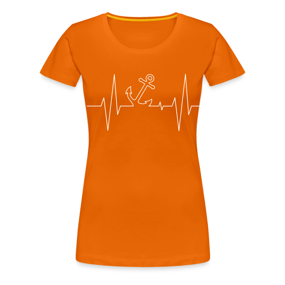 Frauen Premium T-Shirt - Anker Herzschlag Maritim Design - Orange