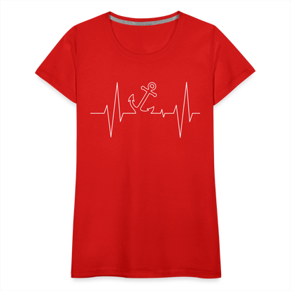 Frauen Premium T-Shirt - Anker Herzschlag Maritim Design - Rot