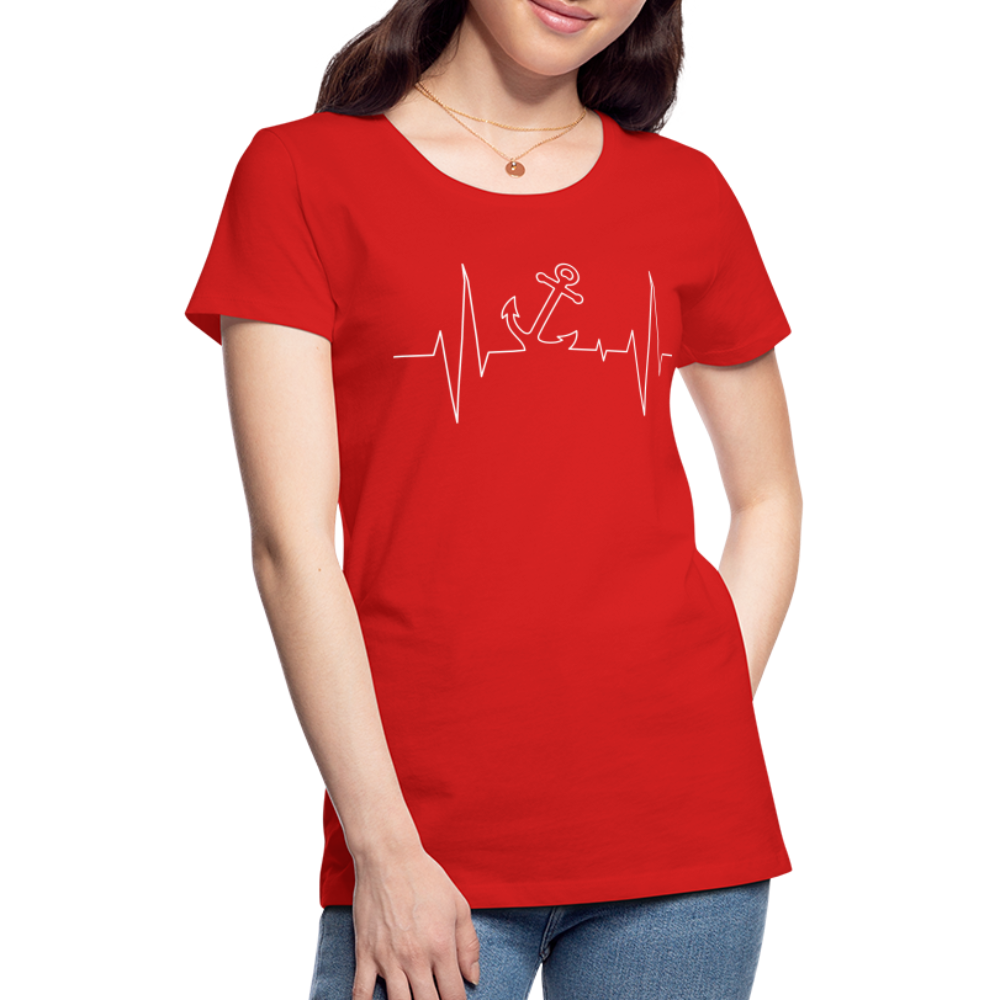 Frauen Premium T-Shirt - Anker Herzschlag Maritim Design - Rot